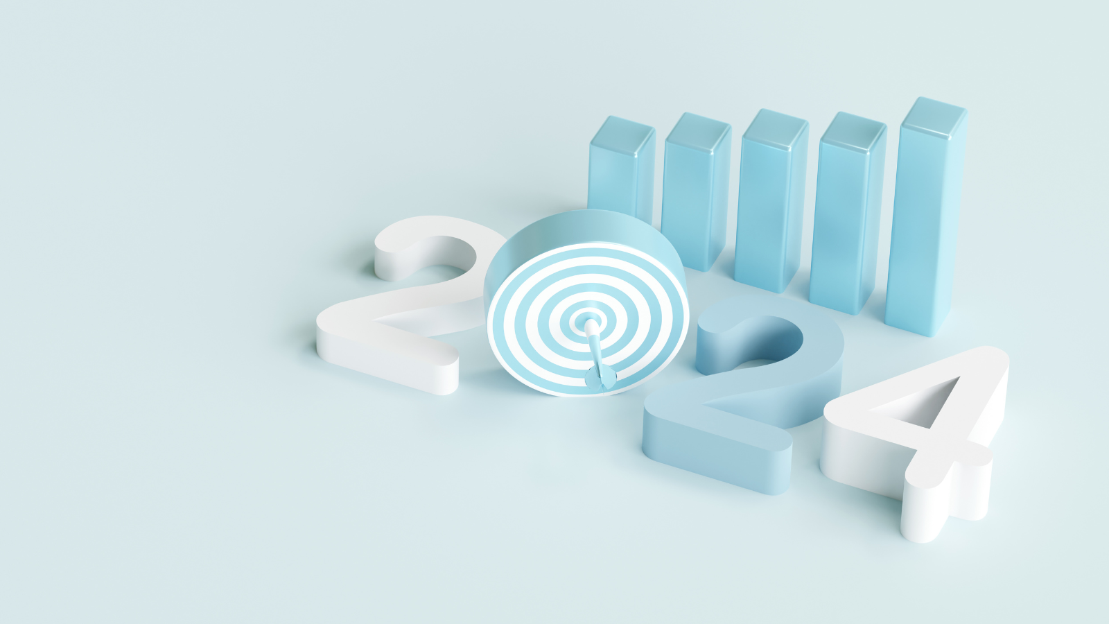 20204 against a blue background with a bullseye dart board as the 0 and a bar chart in the background.