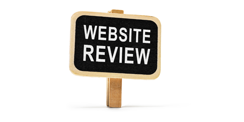 Sign post with words ' Website review' in capital letters.